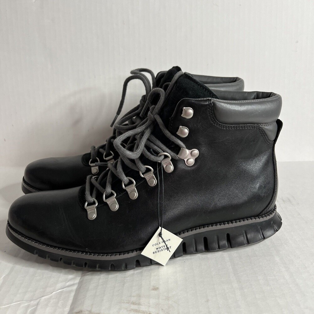 NWT Cole Haan ZeroGrand Water Resistant Hiker Boots British Black C35595 Sz 10M